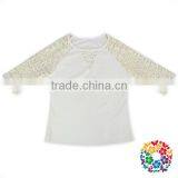 2017 Spring New Designs Women Tshirts White Lace Sleeve Raglan Blouse Women Tops thumbnail-2
