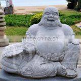 Chinese Stone Antique Hand Made Carved Marble Laughing Buddha Garden Statues thumbnail-4