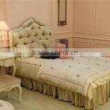 European Style Antique Finished Handmade Children Wooden Carved Girl Princess Twins - Bed Design With Gold Rim - BF07-70358 thumbnail-1