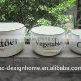 S/3 ROUND ENAMEL IRON STORAGE W/HANDLE thumbnail-1