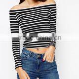 New Factory Design Off-shoulder Top With Bardot Neck In Stripe thumbnail-2