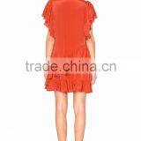 Smart Lady Summer Dress Ruffle Design Neck Bow Women Casual Dress thumbnail-2