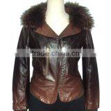 Women Leather Jacket With Fur Collar.winter Leather Coats New 2013 thumbnail-1
