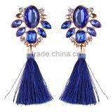 Bohemian Jewelry Rhinestone Gems With Alloy Plated Tassel Dangle Earrings thumbnail-5