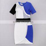 Blue And White Hollow Out Meshes Mid Sleeve Tight Sexy HL Bandage Dress thumbnail-1