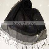 2017 Fashion New Arrival Lady Jacquard Plain Solid Color 2layers Silk Mixed Viscose Scarf Shawl thumbnail-3