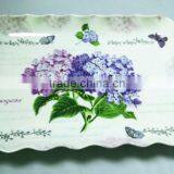 Beautiful Flower Pattern Square Wave Shaped Ceramic Plate thumbnail-1