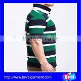 Custom 100% Cotton Dark Green Stripe Polo Neck Short Sleeve With 1/4 Collar Open thumbnail-4