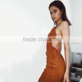 Hollow Out I Ladies Dresses Suede Fabric Fashion Backless Women Sexy Dress thumbnail-2