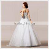 Newest Style Satin And Tulle Appliqued Elegant Ball Gown Simple Wedding Bridal Dress thumbnail-3