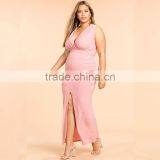 Plunge Neck Sleeveless Plus Size Maxi Evening Dresses for Fat Ladies thumbnail-2