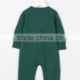 Green Cotton Blend Round Neck Plain for Winter Season Custom Baby Romper thumbnail-3
