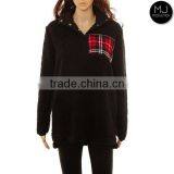 FACTORY LOW MOQ Women Winter Plaid Monogram Fleece Pullover Wholesale thumbnail-4