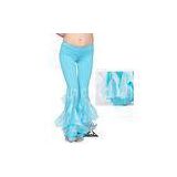 Soft Cotton Yarn Blue Belly Dance Pants Speaker Leg for Practice / Performance