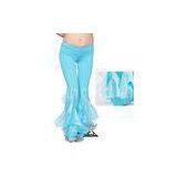 Soft Cotton Yarn Blue Belly Dance Pants Speaker Leg for Practice / Performance