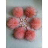 Big Fur Pom Pom Long Hair Raccoon Fur Ball Keychain thumbnail-2