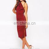 Latest Dress Design Slim Fit New Fashion Red One Shoulder Women Party Dres thumbnail-5