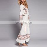 Women maxi long sleeve embroidered chic wholesale bohemian dress