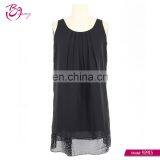 Woman Stylelish Neck Round Solid Black Two Piece Chiffon Blouse