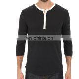 High Quality Bulk White O-neck Button Blank Black T-shirts Half Sleeve Mens Slim Fitted Plain no Brand T-shirt thumbnail-3