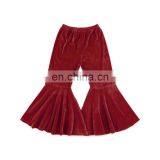 Posh Girl Burgundy Velvet Bell Bottoms Children Pant Kids Flare Pants thumbnail-1
