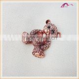 Korea Custom Rose Gold Crystal Bear Brooch For Dress