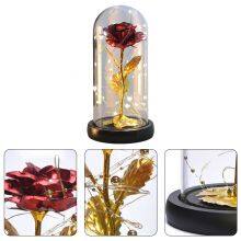 Factory Direct Romantic Gift Artificial Rose in Glass Dome With LED Light for Valentine Wife Girlfriend Wholesale thumbnail-3