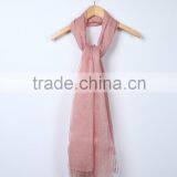 Custom Japan Fashion Women Solid Color Tassel Cotton Linen Pashmina Scarfs thumbnail-5