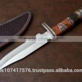 HUNTING KNIFE STEEL BOLSTER WITH STAINED CAMEL BONE