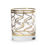 Fashion Whisky Glass Cup with Gold Body and Rim