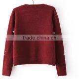 Warm Long Sleeve Knitting Wear Swan Embroided Lady Sweater Pullover thumbnail-2