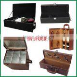 1 bottle,2 bottle,6 bottle stock Pu leather cover wood wine gift box