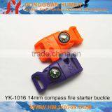 Plastic Compass Buckle,1/2" Compass Buckle With Whistle and Fire Starter,fire Starter Buckle