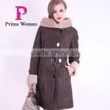2015 Winter Medium Length Women Slim Fit Woolen Fur Coat