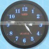 Round Black LED Decorative Analog Clock/ illuminated hour marker