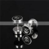 Men Collection Trend Round Screw Stainless Steel Skull Earrings thumbnail-2