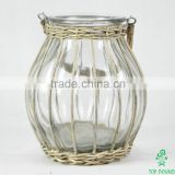 wicker covered glass pot decorative candle holder