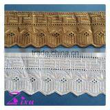 Garment Decoration White & Gold Color Embroidery Cotton DIY Craft Lace Trimming thumbnail-3