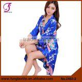 2402 New Women Peacock Pattern Two-piece Set Satin Bath Robe thumbnail-1