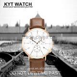 2016 KYT Japan Movt Quartz Watch Stainless Steel Back 10atm Water Resistant Leather Band Chronograph Men Gift WristWatches thumbnail-1