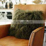 Dark Green Color Real Mongolian Lamb Fur Oriental 50*50CM Cushion/New Design Cushion Covers thumbnail-1