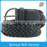 Unisex Black Casual Jean Braided Artificial PU Leather Belt