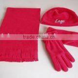Custom Children Red Polar Fleece Hat Scarf and Glove Sets