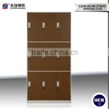 9 door brown stainless steel wardrobe metal key lock steel closet locker demountable steel locker
