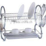 2 Tier Chrome Kitchen Dish Rack With Eight Shape