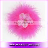 Pink Turkey Hair Cosmetic Powder Puff / feather powder puff