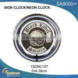 Double Neon Light Wall Clock With Chromed Shell thumbnail-1