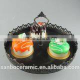 Metal Cake Stand , One Tier Antique Style Black Cake Stand Plate for Decoration thumbnail-2