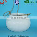 BSCI Audit Factory Glazed White Hanging Planter Pot thumbnail-3