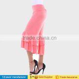 OEM Wholesale Casual High Waist Knee Length Capri Palazzo Pants Ruffle Wide Leg Gaucho Pants for Women thumbnail-4